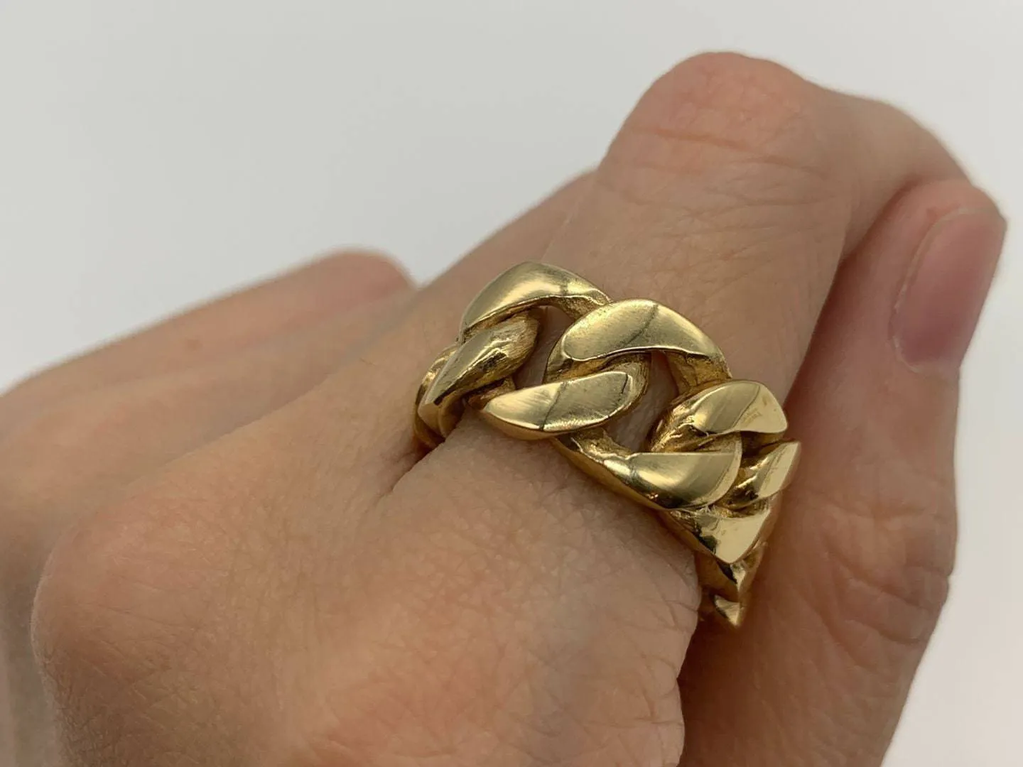 Chunky Chain Ring - Thick Chain Link Band, Wide Chain Band
