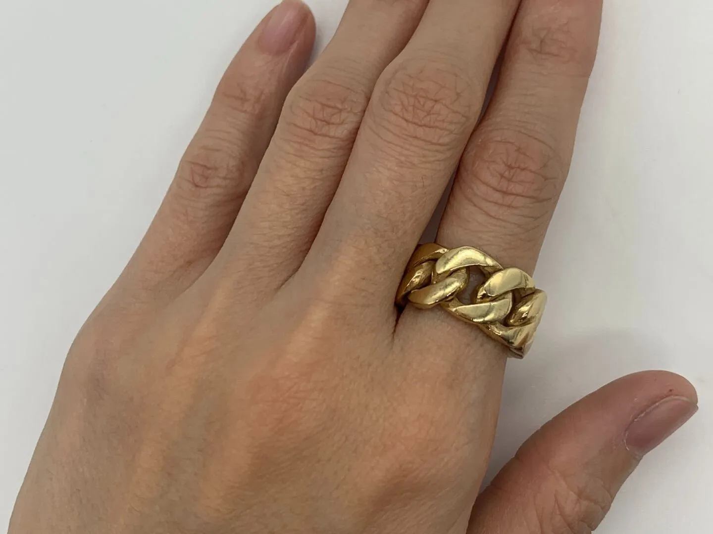 Chunky Chain Ring - Thick Chain Link Band, Wide Chain Band