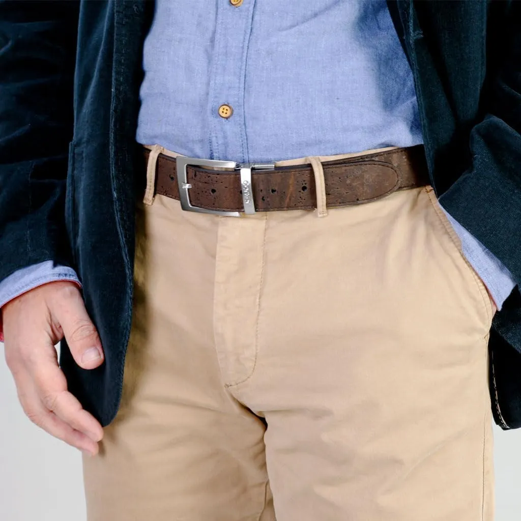 Cork Reversible Vegan Belt  Adjustable 1.37-Inch Wide Men's Dress & Casual Belt  Black & Brown, Water-Resistant