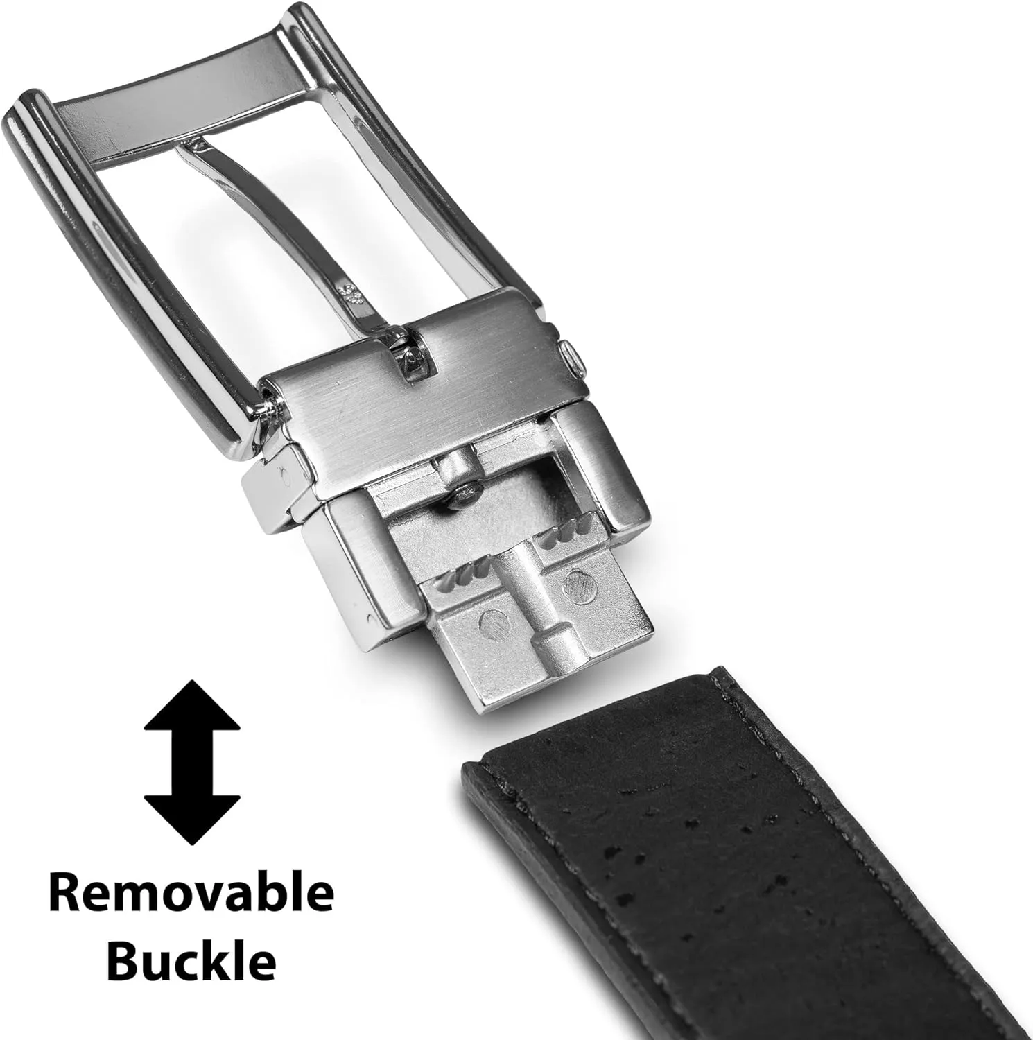 Cork Reversible Vegan Belt  Adjustable 1.37-Inch Wide Men's Dress & Casual Belt  Black & Brown, Water-Resistant