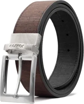 Cork Reversible Vegan Belt  Adjustable 1.37-Inch Wide Men's Dress & Casual Belt  Black & Brown, Water-Resistant
