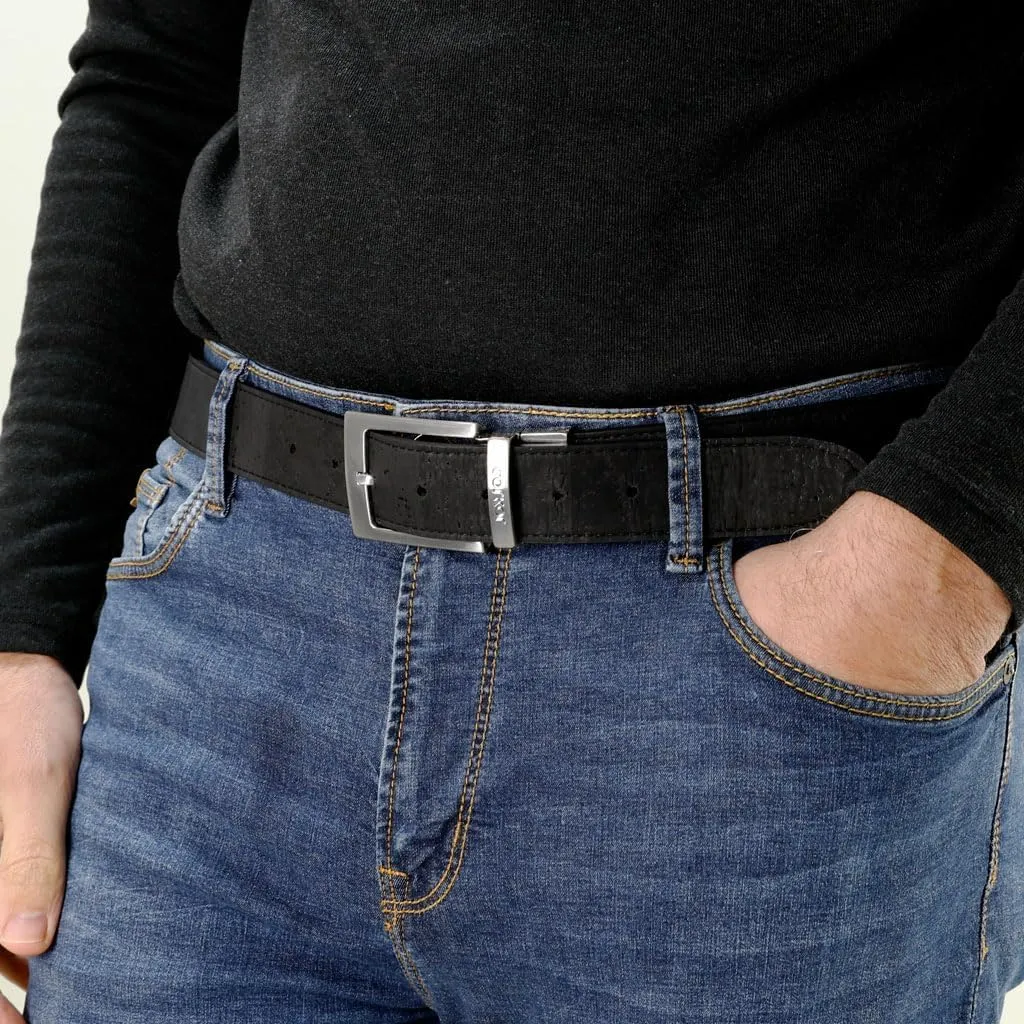 Cork Reversible Vegan Belt  Adjustable 1.37-Inch Wide Men's Dress & Casual Belt  Black & Brown, Water-Resistant