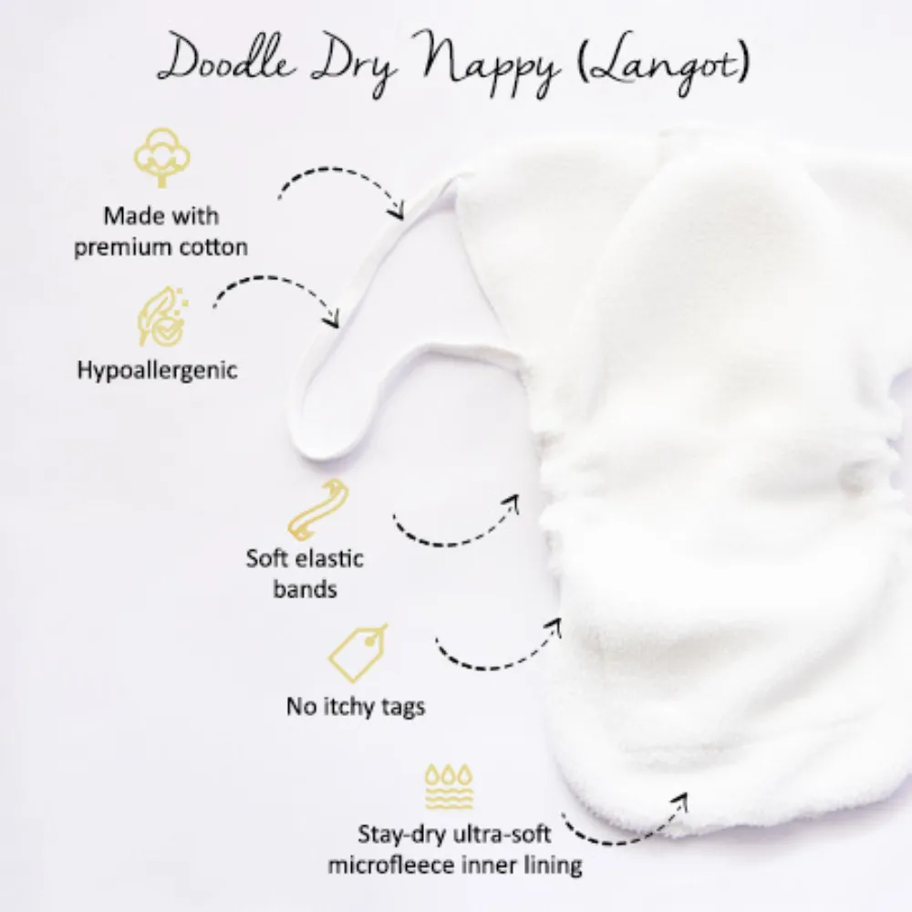 Crowns - Doodle Dry Nappies (Set of 2)
