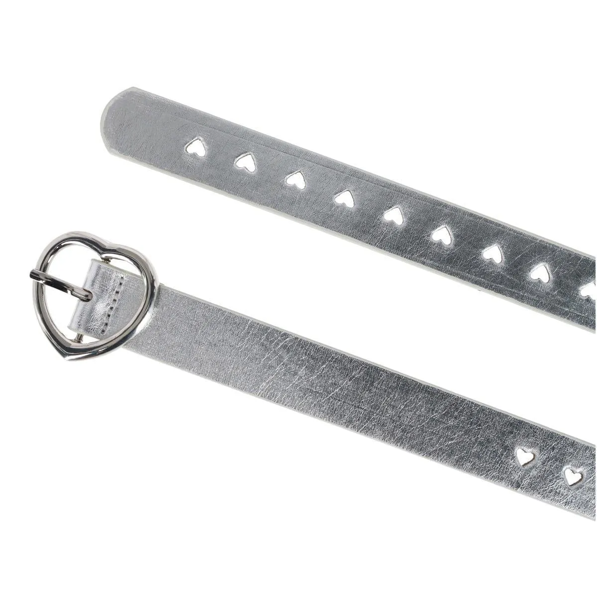 CTM® Women's Metallic Heart Punched Belt with Heart Buckle