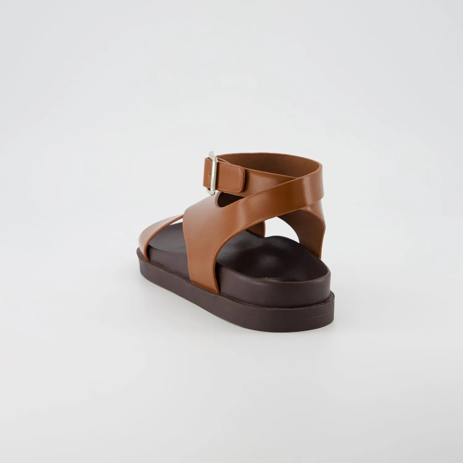 CUSHIONAIRE Emoji Platform Sandal for Women | Vegan Leather Crisscross Straps & Adjustable Ankle Buckle | Comfortable Walking Sandals | Slip-On Sandals for Women | Wide Width Available