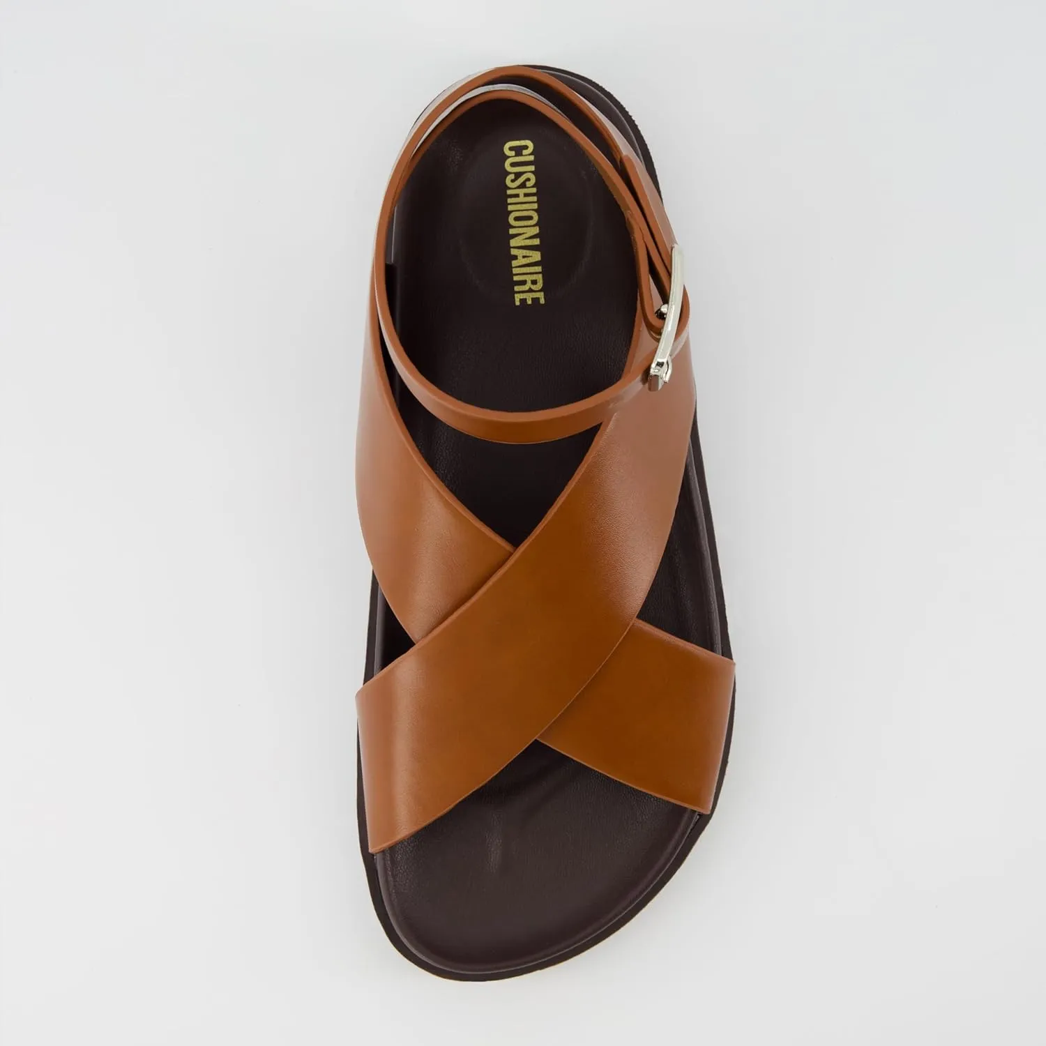CUSHIONAIRE Emoji Platform Sandal for Women | Vegan Leather Crisscross Straps & Adjustable Ankle Buckle | Comfortable Walking Sandals | Slip-On Sandals for Women | Wide Width Available