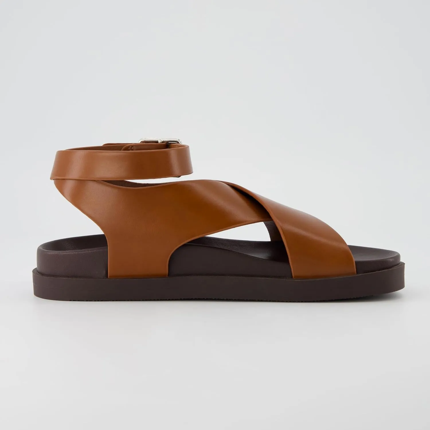 CUSHIONAIRE Emoji Platform Sandal for Women | Vegan Leather Crisscross Straps & Adjustable Ankle Buckle | Comfortable Walking Sandals | Slip-On Sandals for Women | Wide Width Available