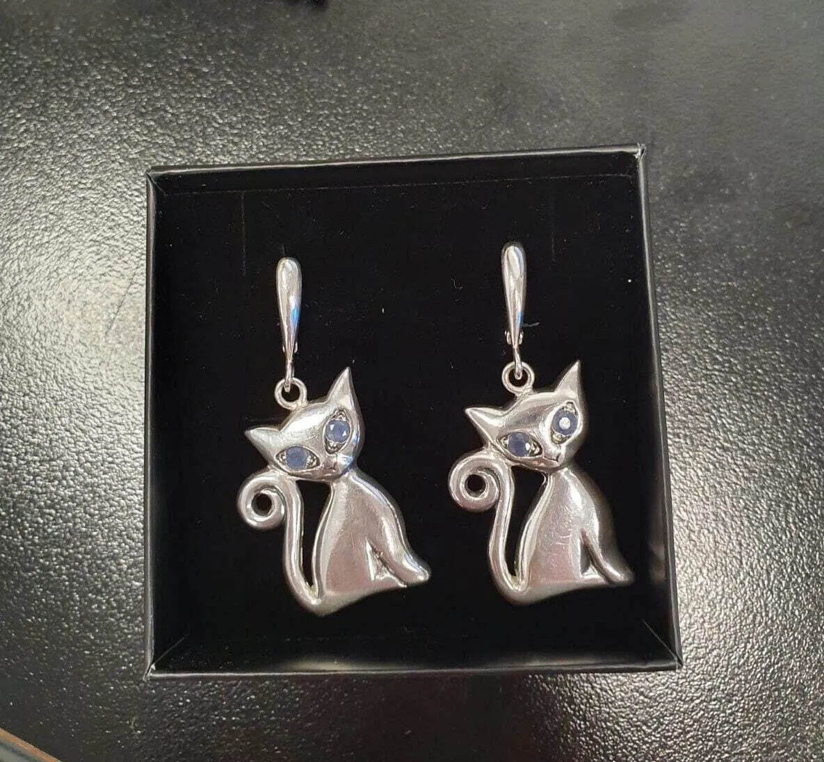 Dangling Cat Earrings - Mystic Topaz Earrings - Heavy Purple Earrings