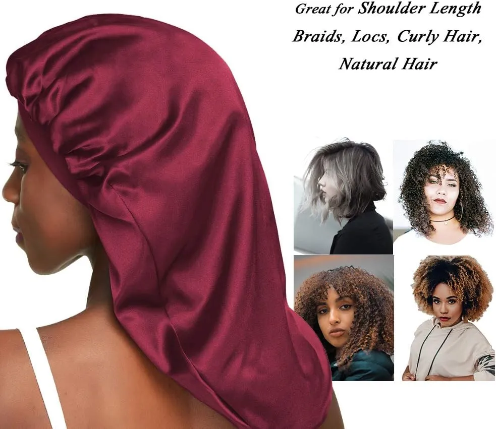 Double-Layer Satin Sleep Cap for Long Hair, Braids, Dreadlocks, Curly Hair
