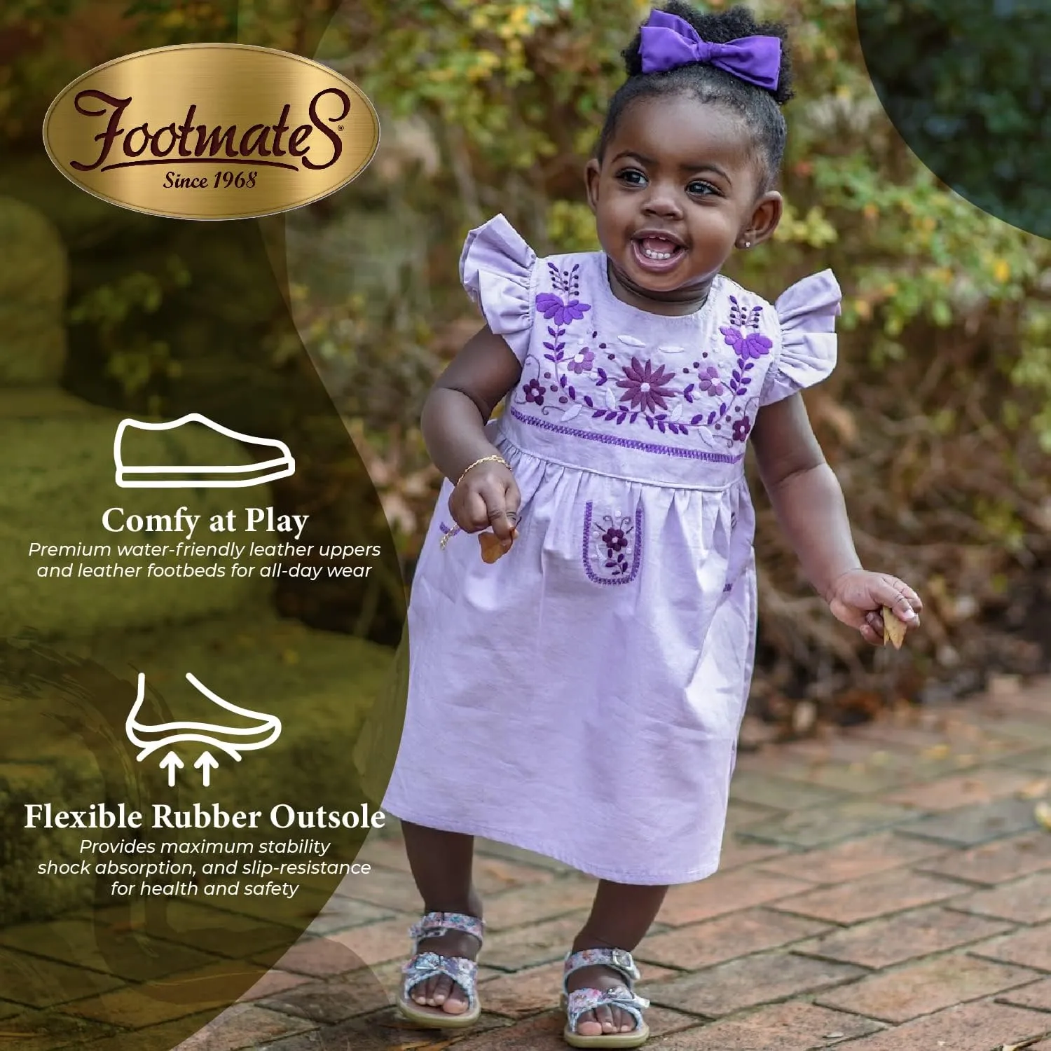 FOOTMATES Ariel and Eco-Ariel Waterproof Sandals for Girls and Boys with Slip-Resistant, Non-Marking Outsoles and Strap Closure for Infants, Toddlers, and Kids Ages 0-12