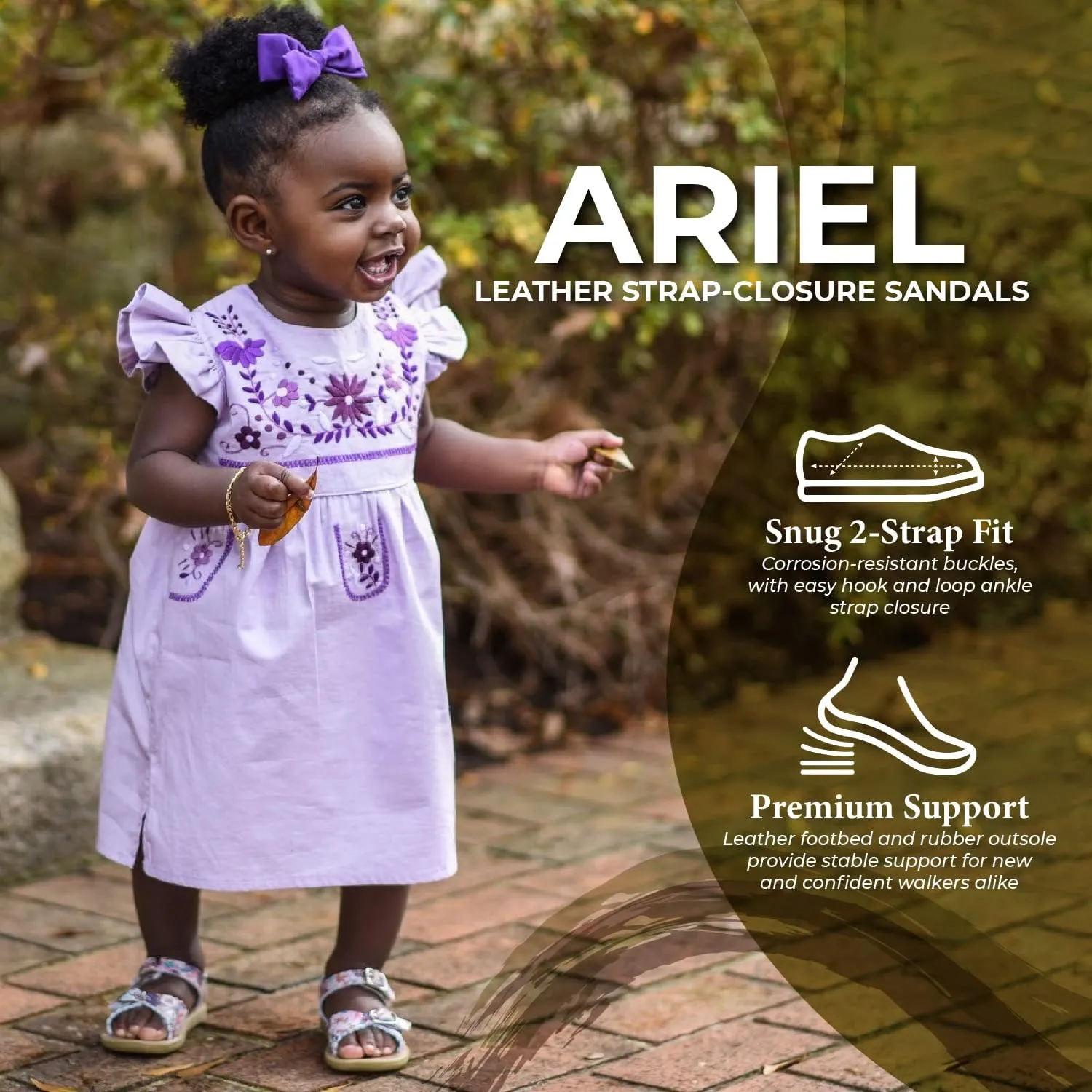 FOOTMATES Ariel and Eco-Ariel Waterproof Sandals for Girls and Boys with Slip-Resistant, Non-Marking Outsoles and Strap Closure for Infants, Toddlers, and Kids Ages 0-12