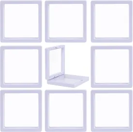 Framendino, 20 Pack White 3D Floating Frame Display Case Challenge Coin 3.5x3.5x0.8 Holder Stands Jewelry Storage Box for AA Medallion Shells Gems