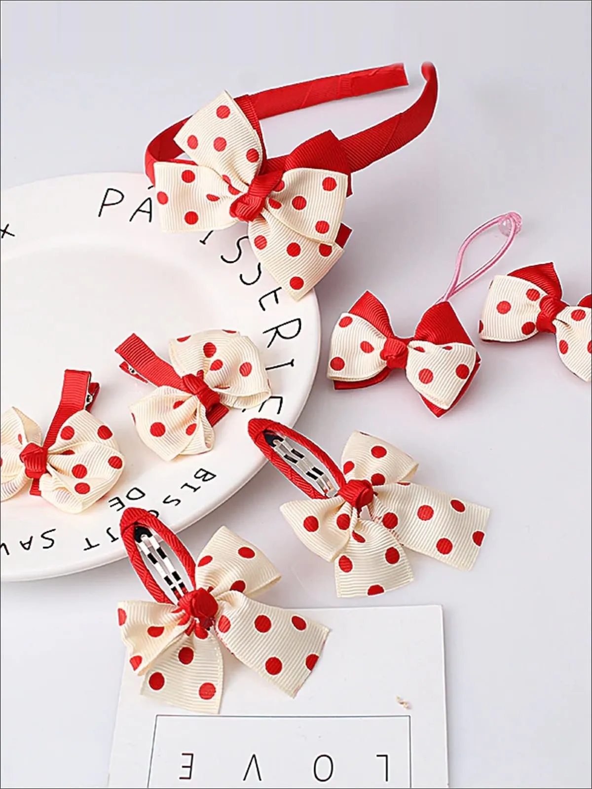 Girls Bow Embellished Hair Accessories Set