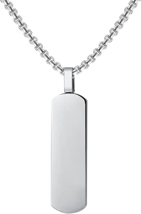 Hip Hop Simple Stainless Steel Blank Rectangle Bar Pendant Necklace