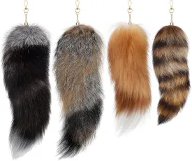 Huge and Fluffy Real Fox Tail Keyring Faux Fur Tail Keychain Handbag Accessory Hook Pendant Gift for Women 2 Sizes