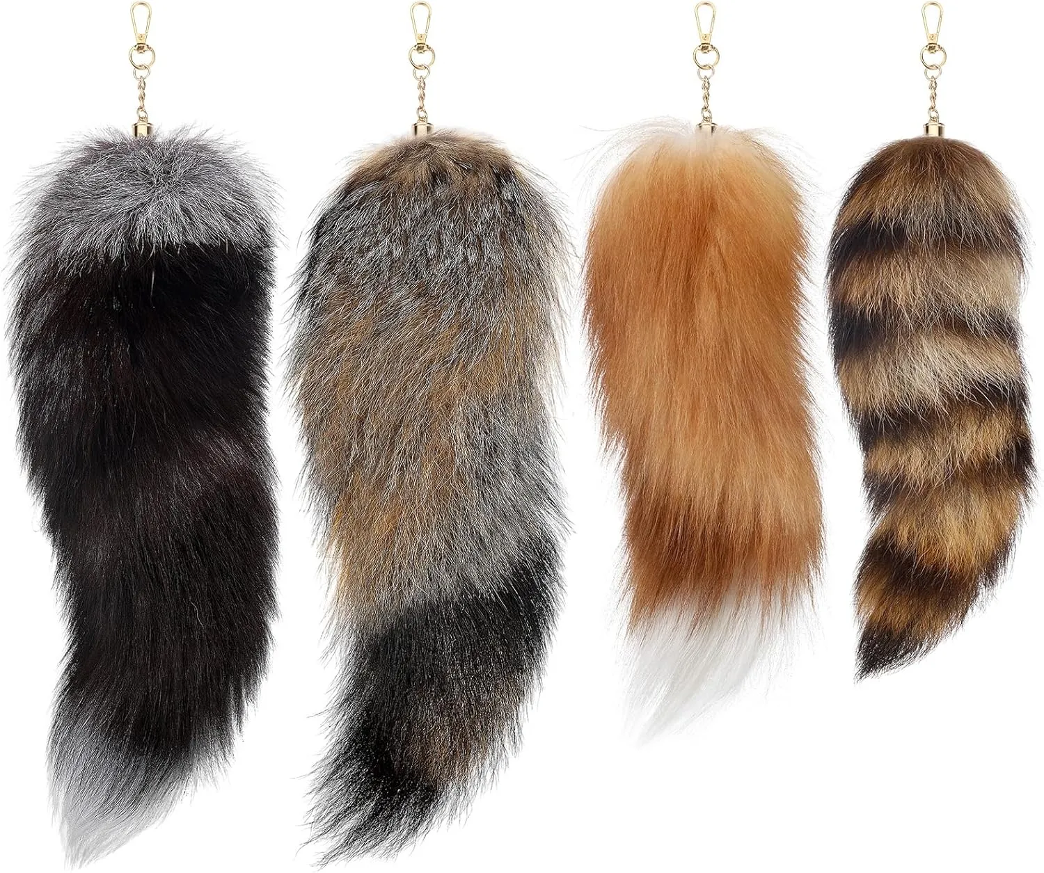 Huge and Fluffy Real Fox Tail Keyring Faux Fur Tail Keychain Handbag Accessory Hook Pendant Gift for Women 2 Sizes