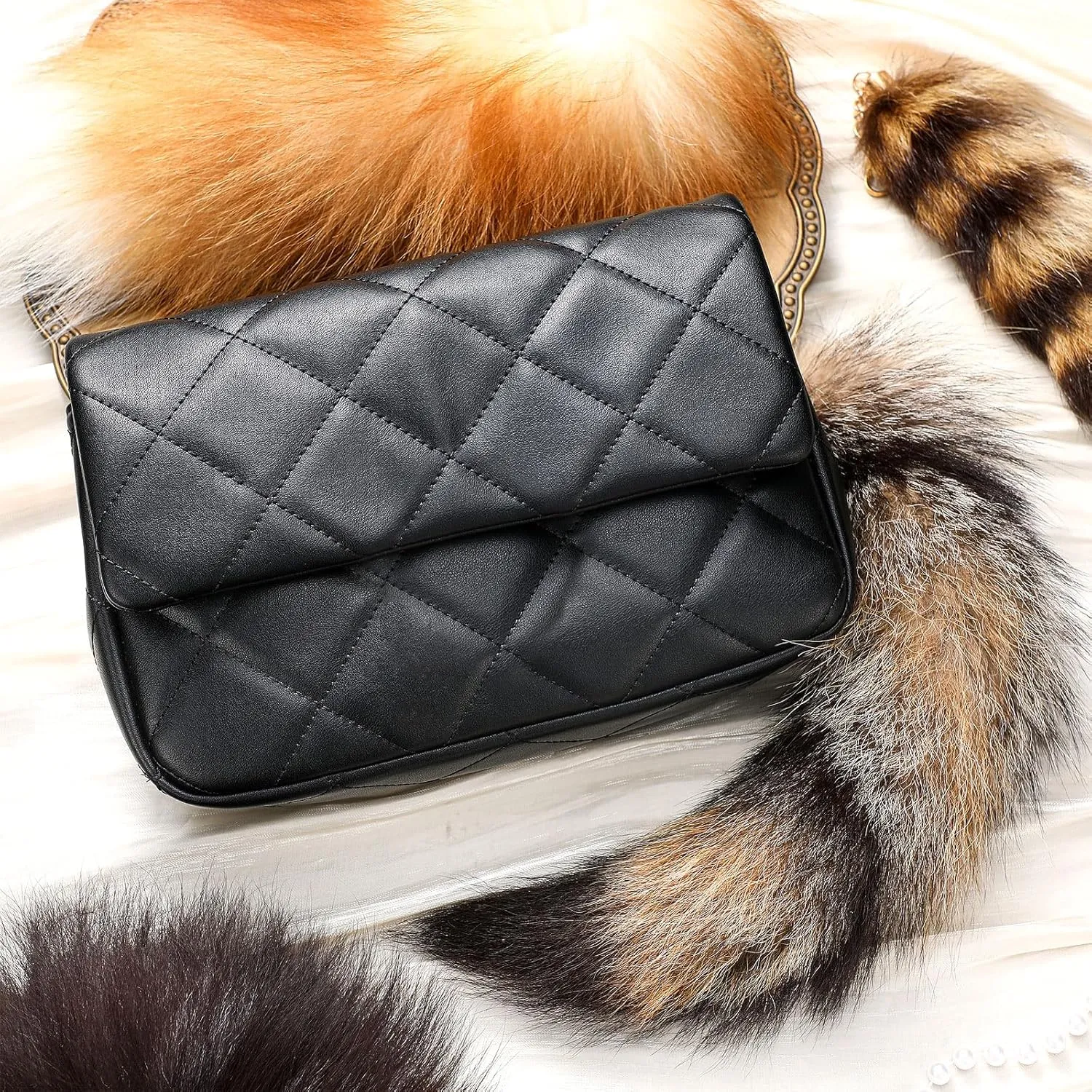 Huge and Fluffy Real Fox Tail Keyring Faux Fur Tail Keychain Handbag Accessory Hook Pendant Gift for Women 2 Sizes