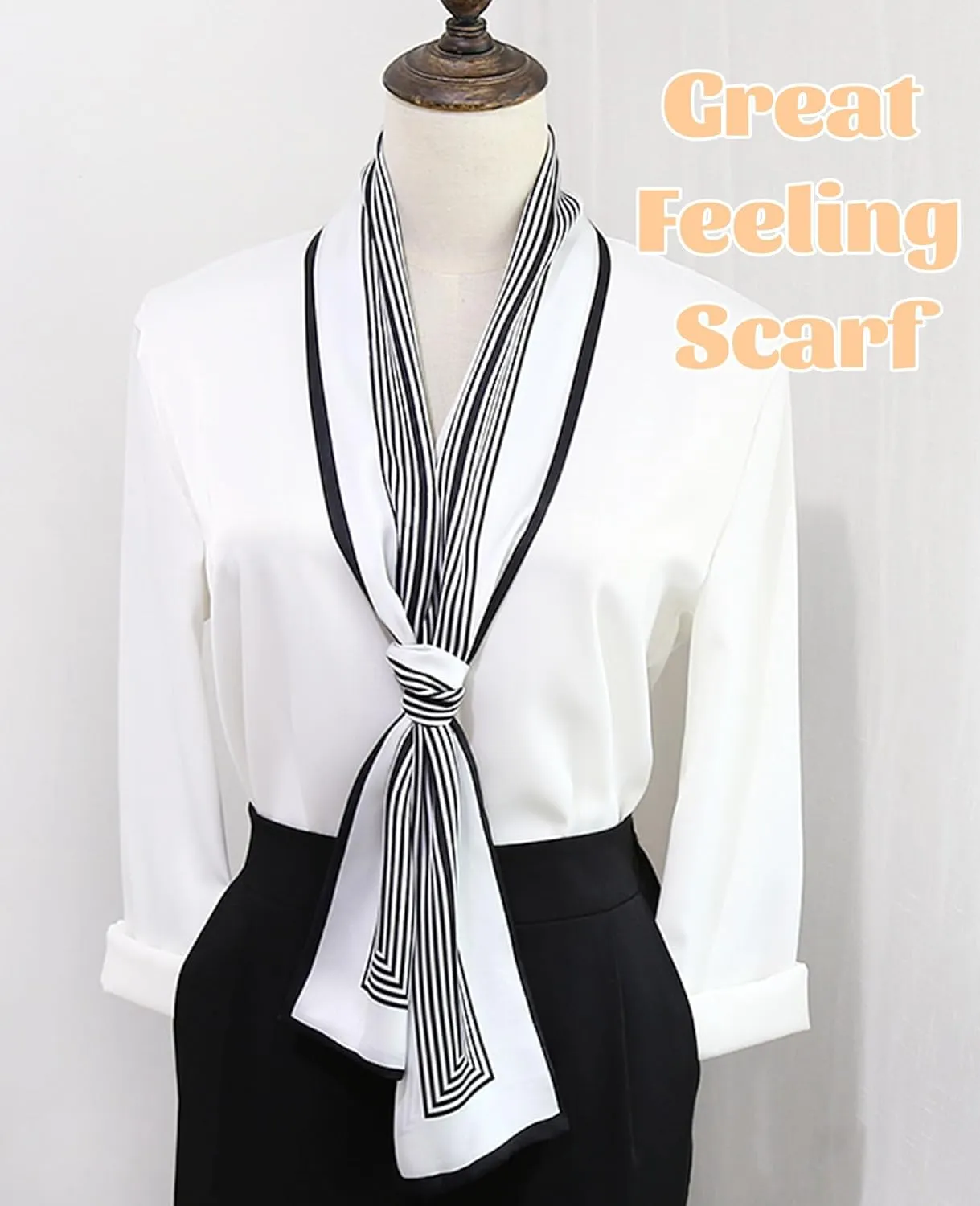 kcctoo 59 Long Silk Like Head Scarf Women's Fashion Square Neck Satin Scarfs for Bag Hair Scarves Gift 59 * 5.9