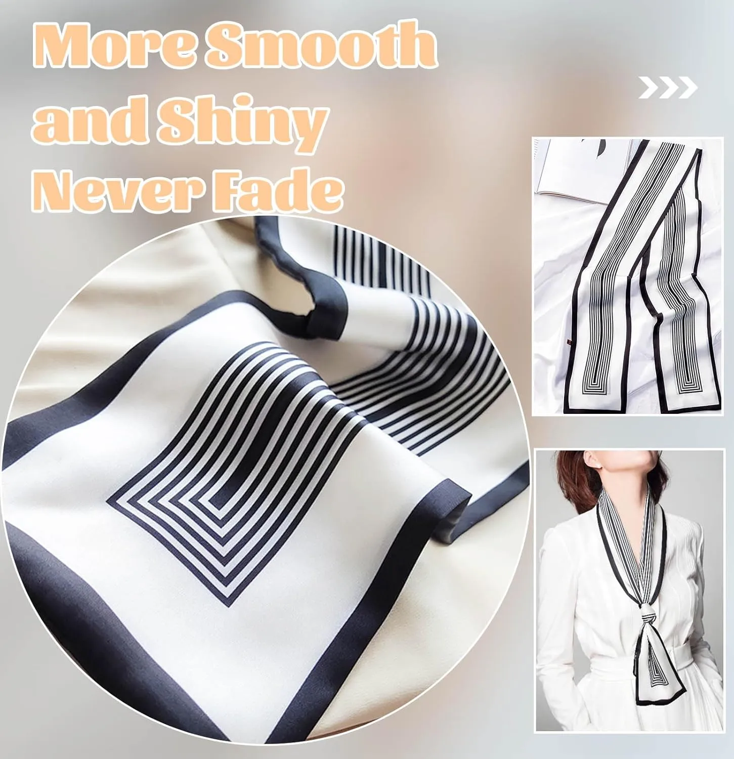 kcctoo 59 Long Silk Like Head Scarf Women's Fashion Square Neck Satin Scarfs for Bag Hair Scarves Gift 59 * 5.9