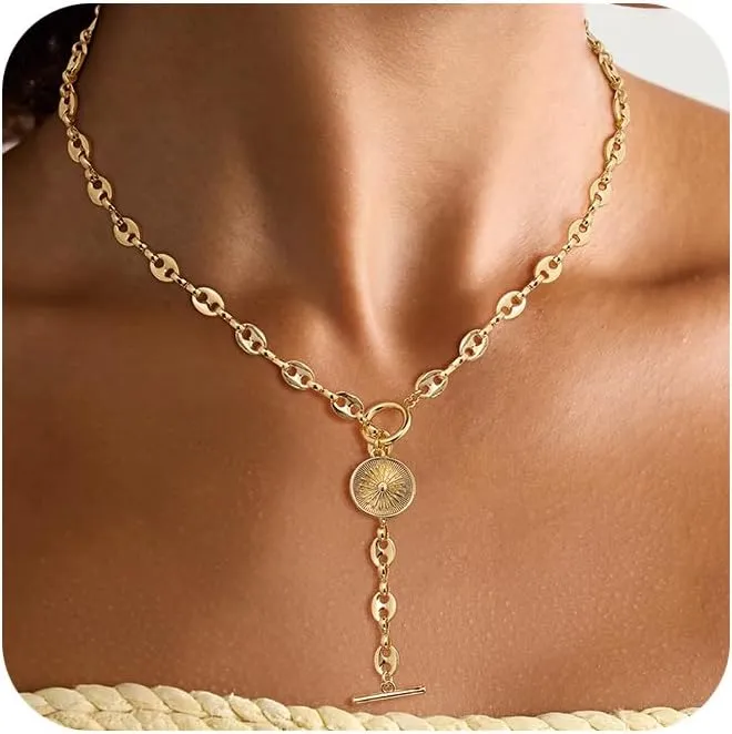 Layered Necklaces Set for Women, Dainty 14K Gold/Sterling Silver Plated Pendant Necklace Gold Chunky/Long Chain Stack Necklace Jewelry Gift for Women Trendy