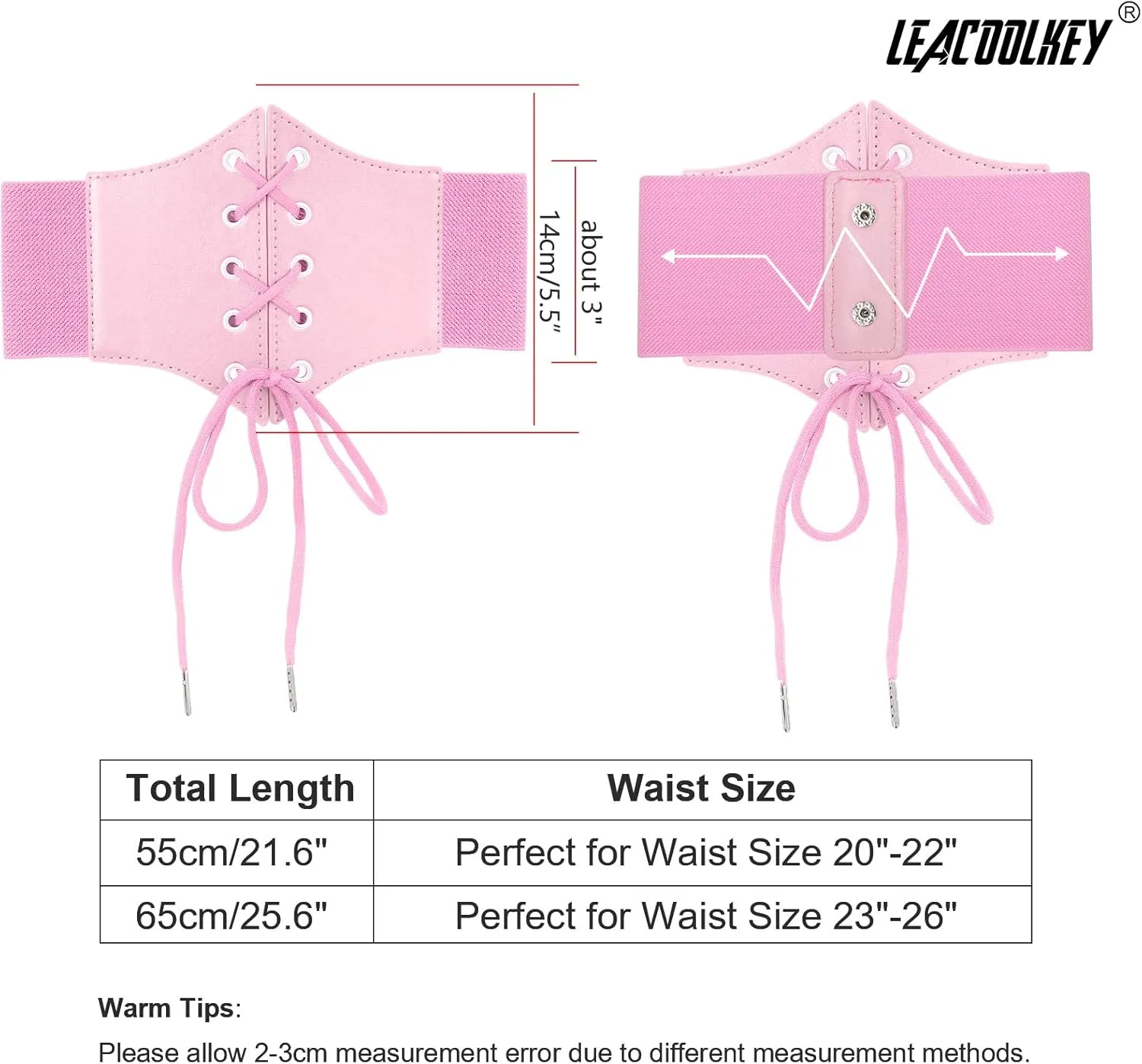 LEACOOLKEY Kids Waist Belt for Dress Elastic Lace-up Waist Belt for Girls