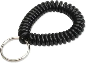 Lucky Line 2 Diameter Spiral Wrist Coil with Steel Key Ring, Flexible Wrist Band Key Chain Bracelet, Stretches to 12, unisex-adult, Black, 1 PK (410201)