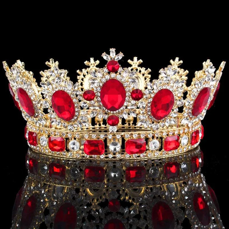 Luxuries Crystal Flower Wedding Red Tiara