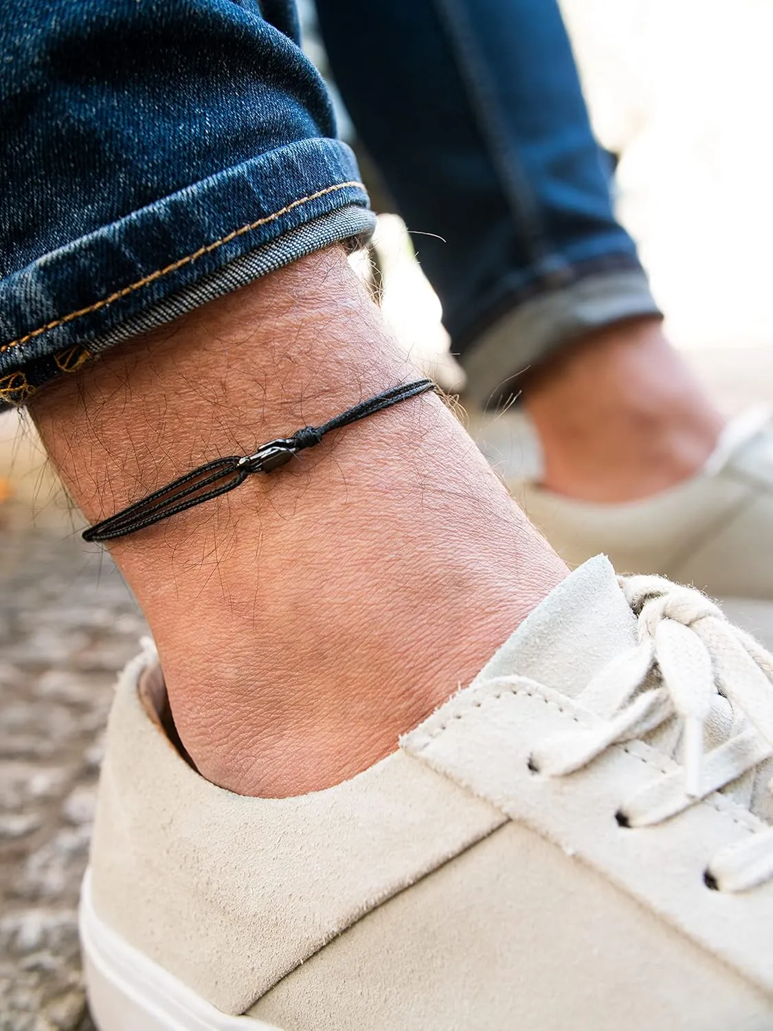 Made by Nami Surfer Anklet with Snap Hook Clasp Waterproof & Adjustable Thin String Ankle Bracelets for Women and Men Handmade Jewelry for Beach and Music Festival Accessories (All Black)