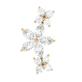 Natural Diamond Flower Ear Crawler Earring