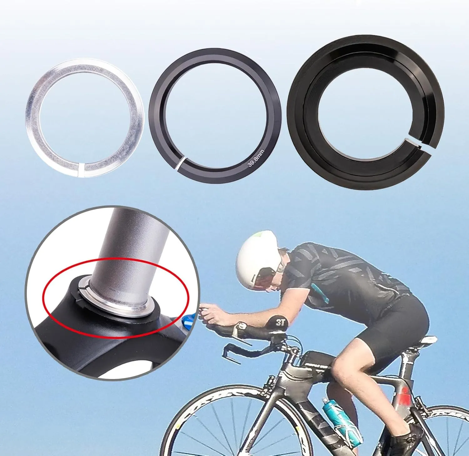 NUEAYMS Bikes Headsets Base Compressions Hoop Headsets Front Fork Conversion Adapters Spacers Crowns Race Replacement Headsets Base