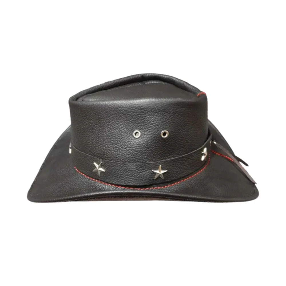 Police Cowboy Leather Top Hat