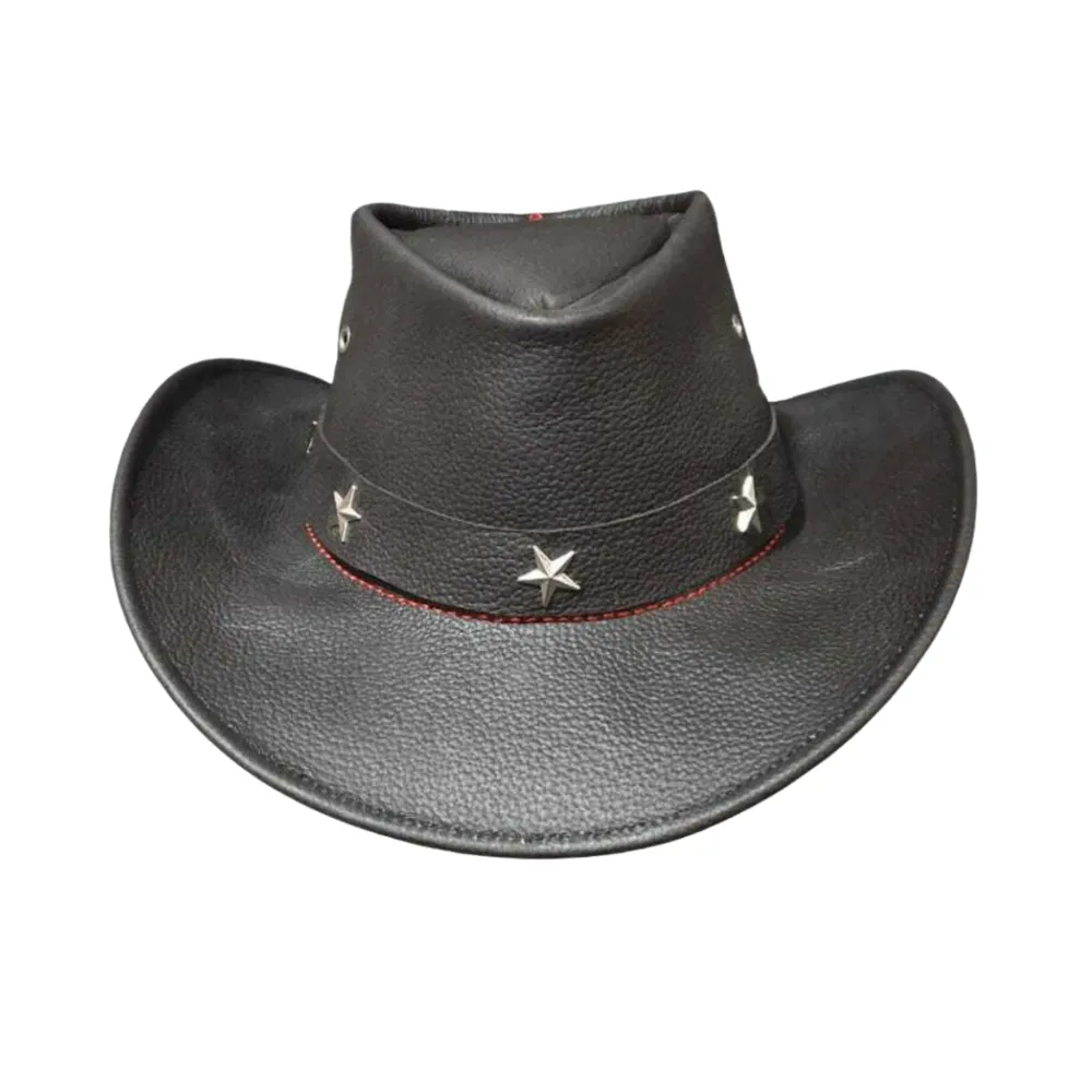 Police Cowboy Leather Top Hat