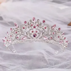 "Coral" - Pink Crystal Bridal Tiara