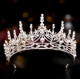 "Dayana" - Pearl and Crystal Bridal Tiara - Available in Silver and Gold