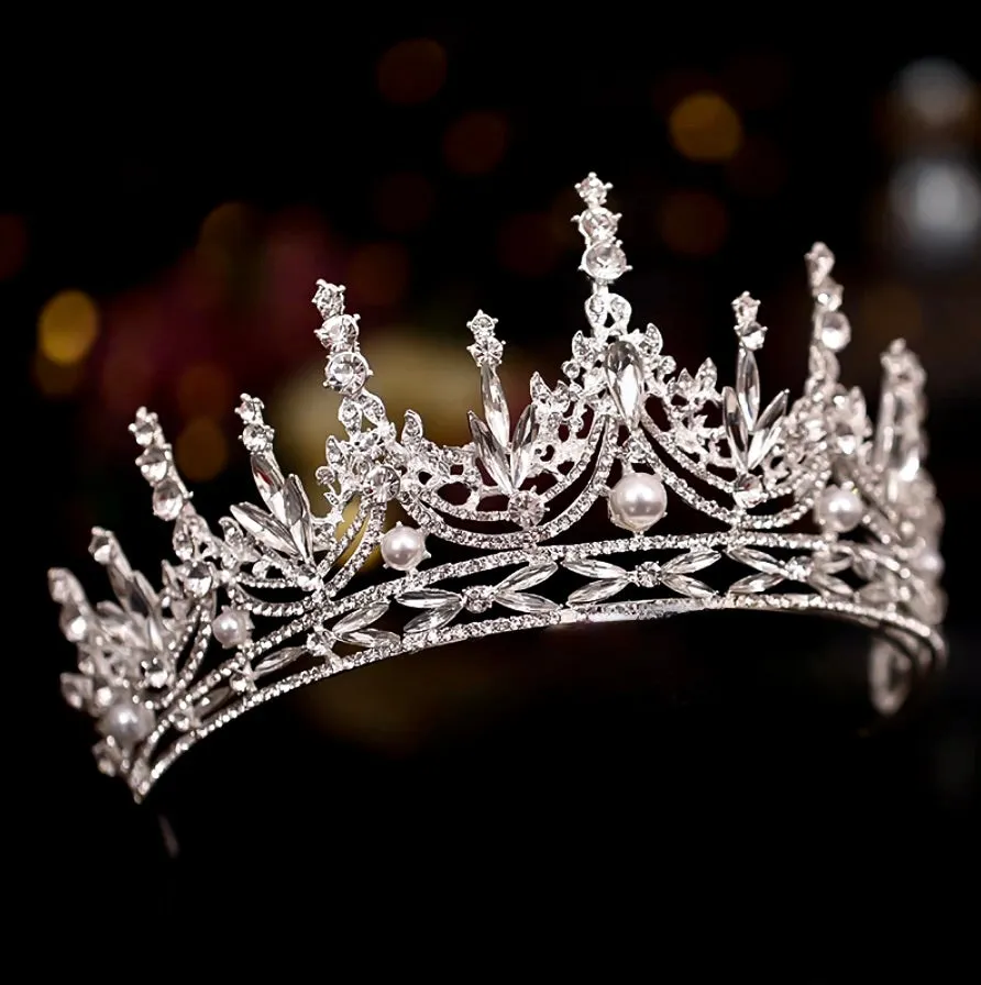 "Dayana" - Pearl and Crystal Bridal Tiara - Available in Silver and Gold