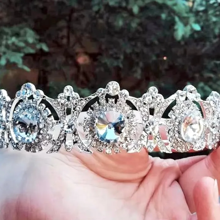 "Donatella" - Rhinestone Bridal Tiara - Available in Rose Gold and Silver