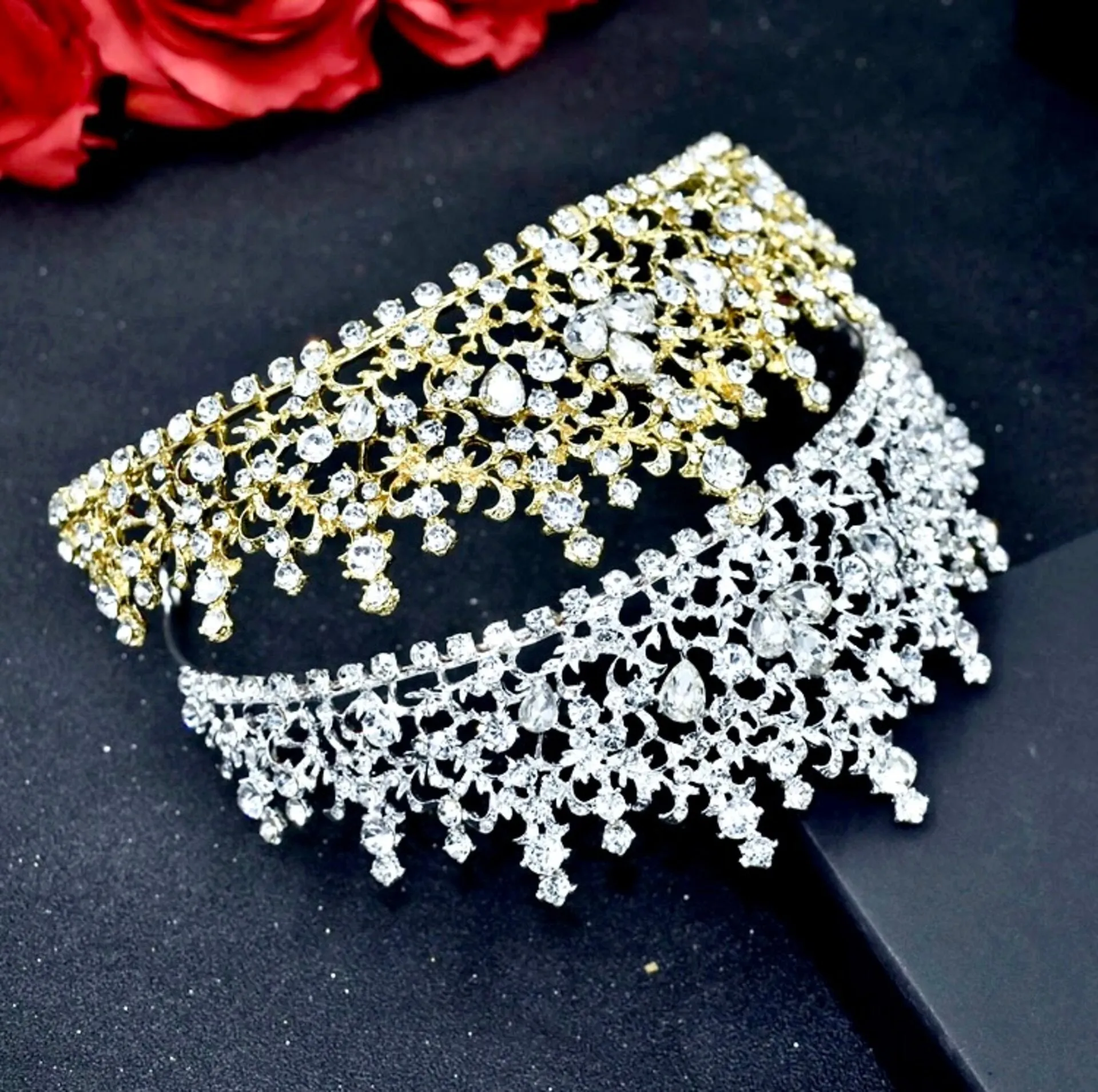 "Nayri" - Crystal Bridal Tiara - Available in Silver and Gold