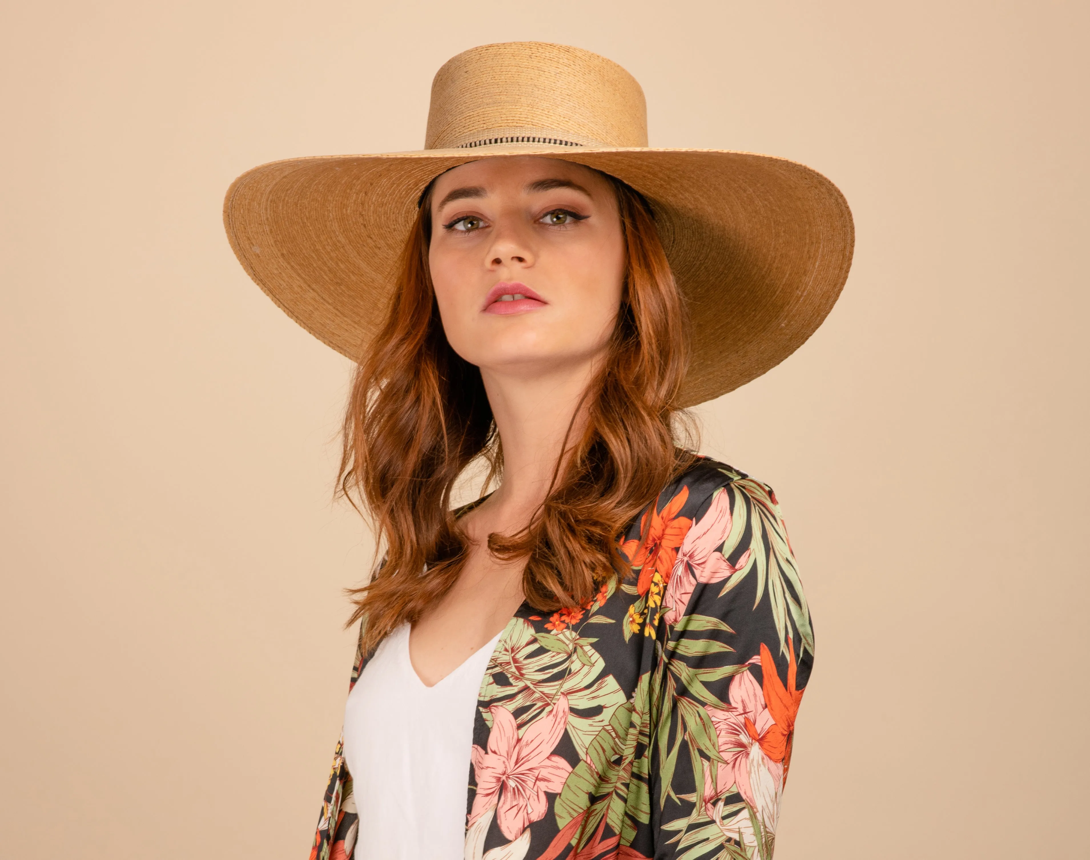 Rosalia Flat Top Palm Leaf Straw Hat