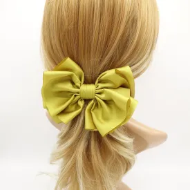 satin pleated hair bow multi-layered Spring Summer basic hair bow for women