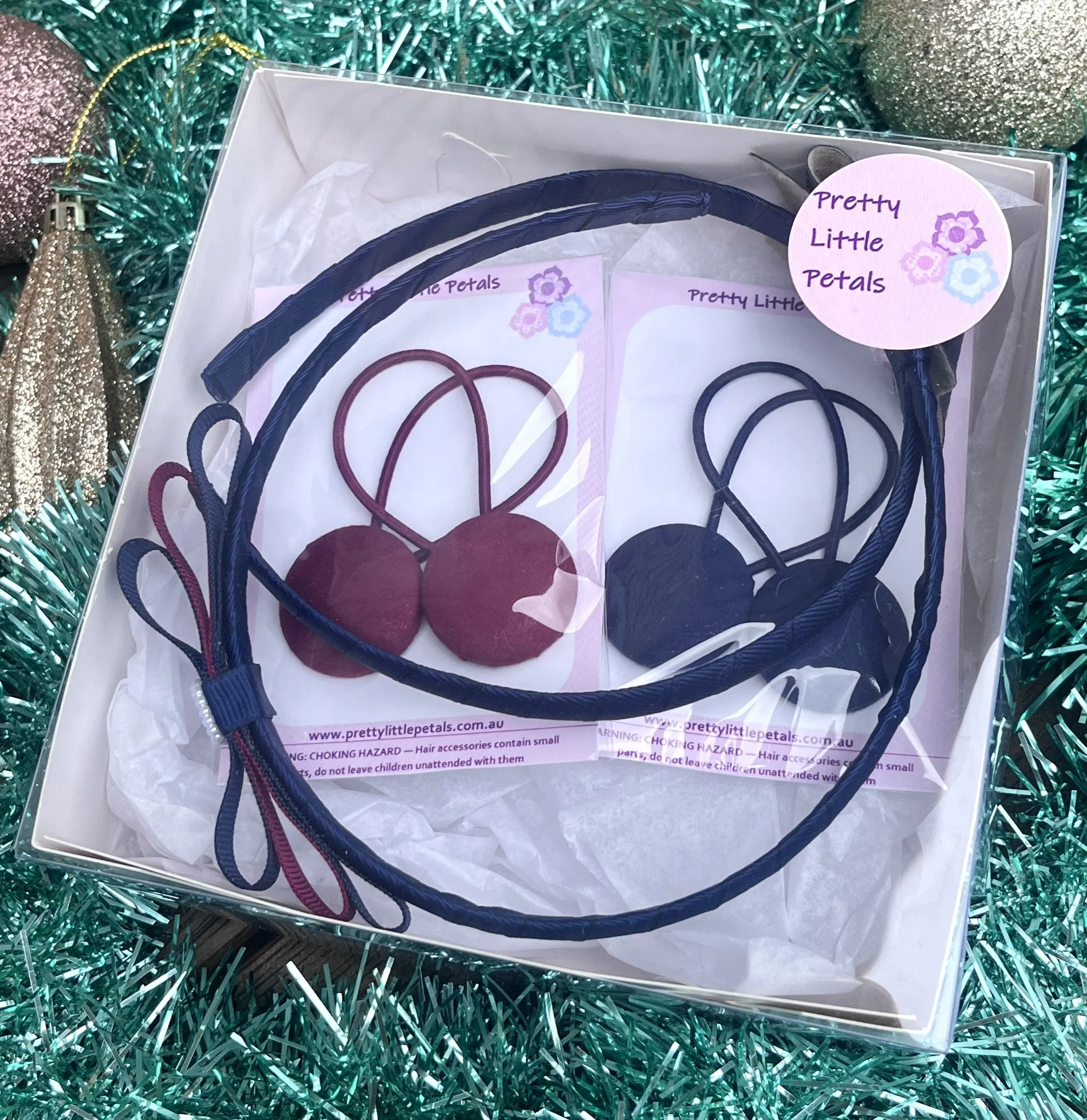 School Hair Accessories Gift Box - Navy/Maroon
