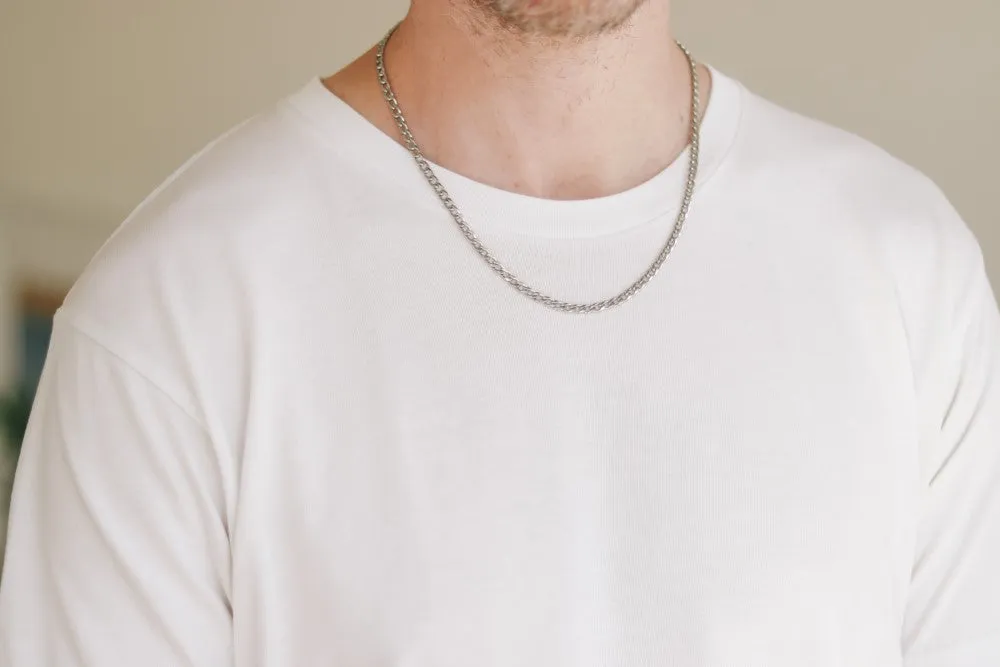 Silver links chain necklace for men, men's necklace, stainless steel cable chain, gift for him, minimalist mens jewelry, gourmet chain