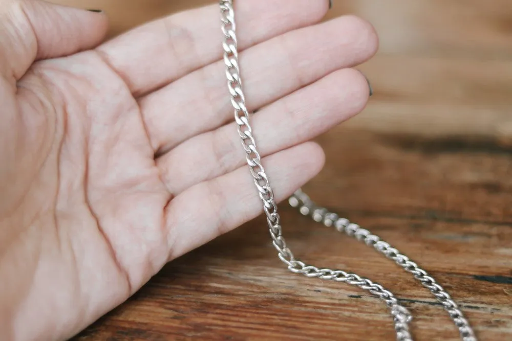Silver links chain necklace for men, men's necklace, stainless steel cable chain, gift for him, minimalist mens jewelry, gourmet chain