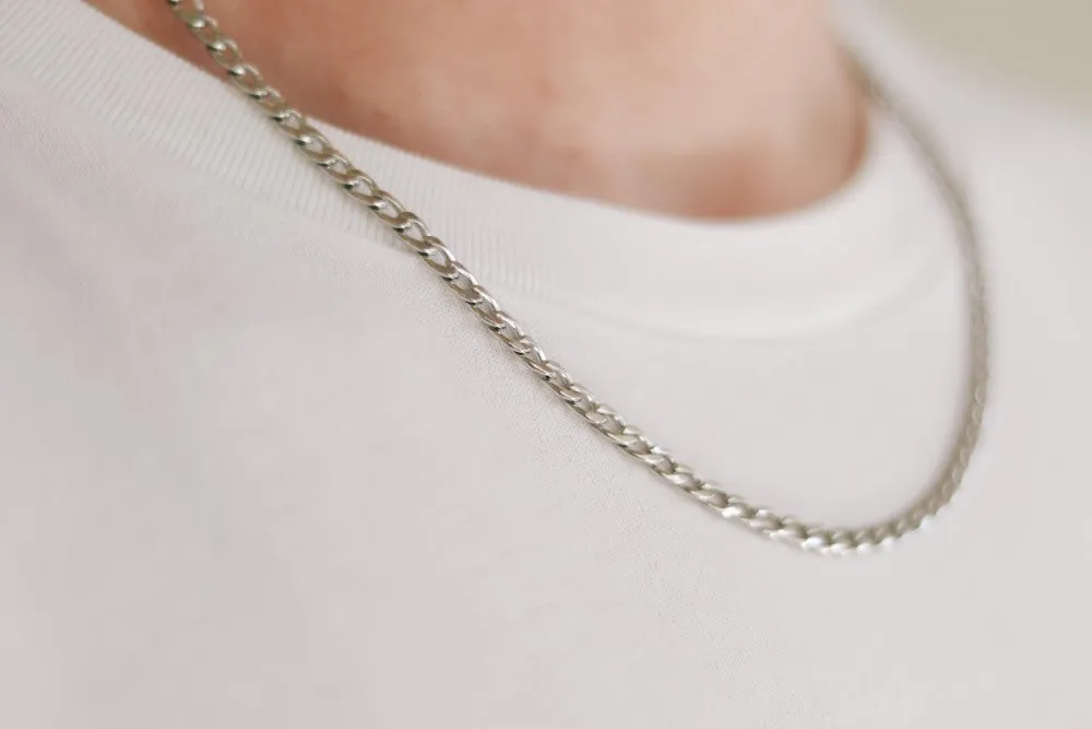 Silver links chain necklace for men, men's necklace, stainless steel cable chain, gift for him, minimalist mens jewelry, gourmet chain