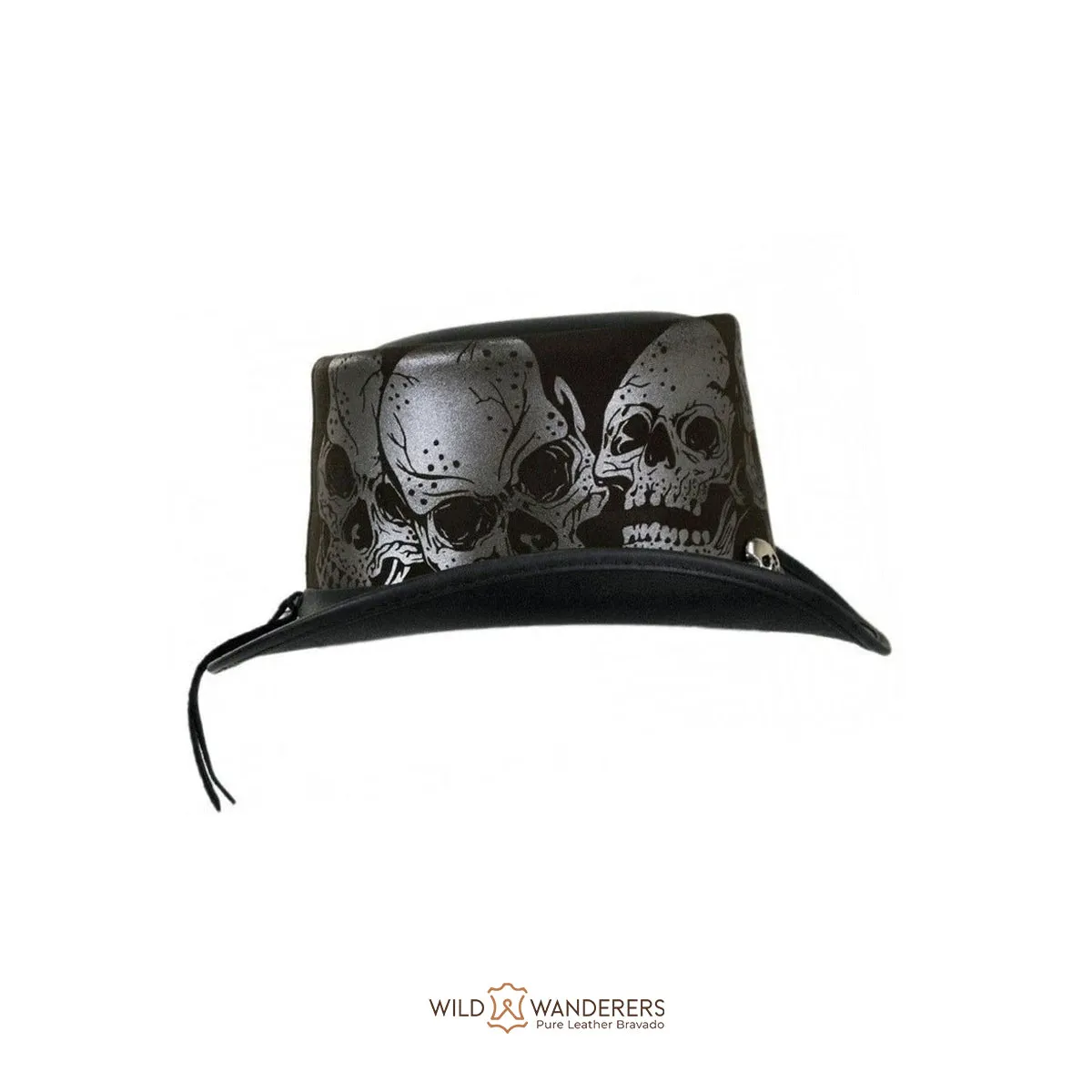 Skull-Embossed Outlaw Leather Top Hat
