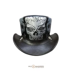 Skull-Embossed Outlaw Leather Top Hat