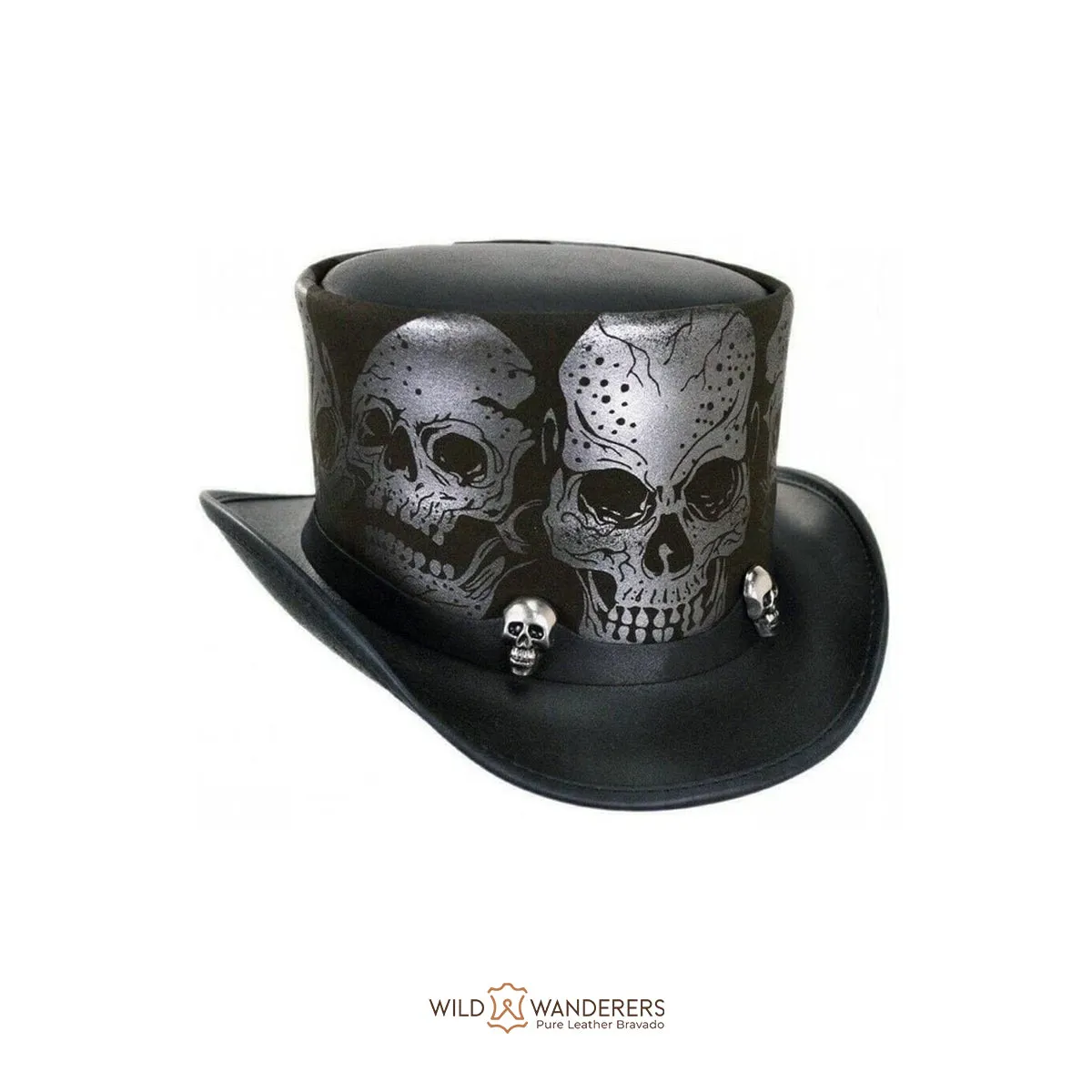 Skull-Embossed Outlaw Leather Top Hat