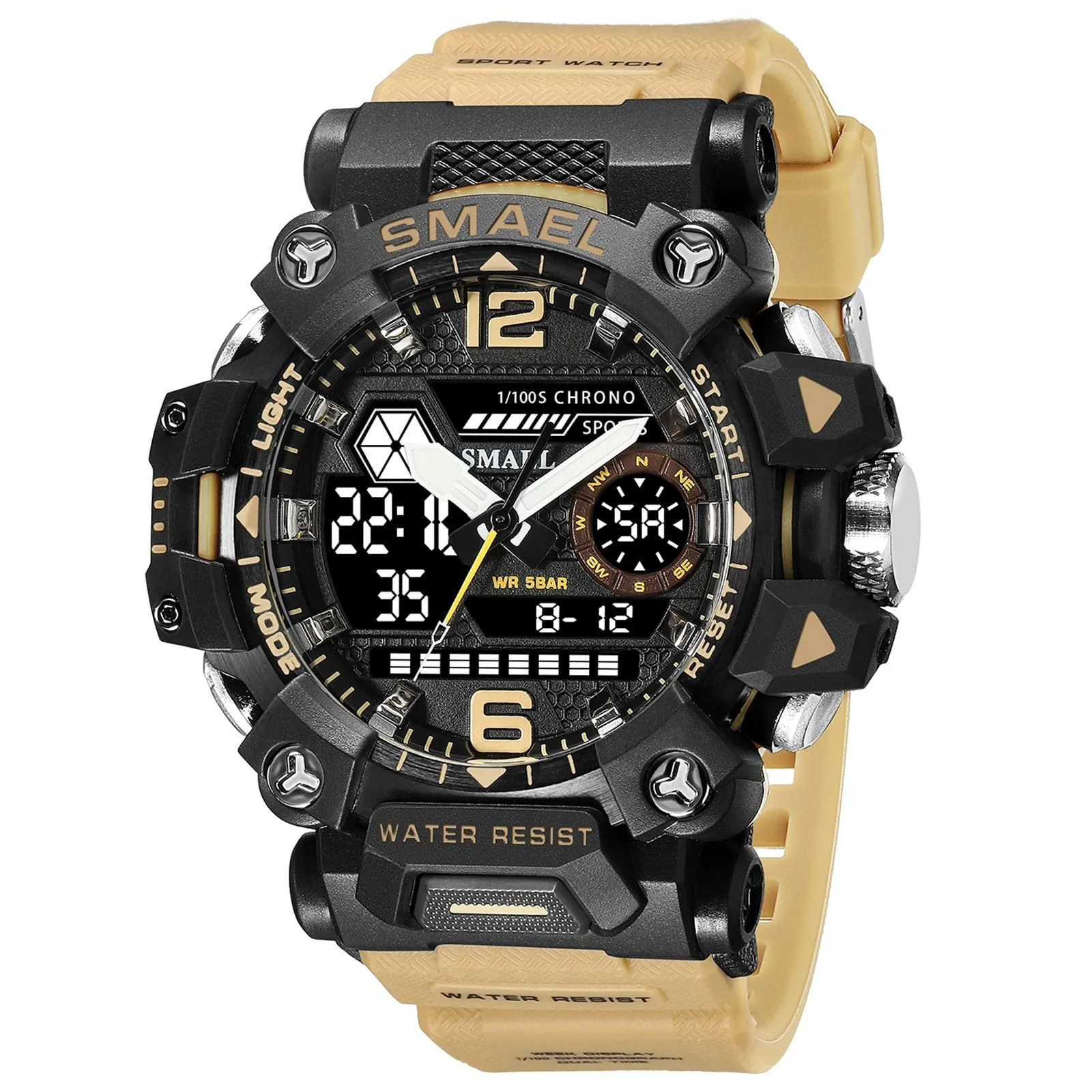 SMAEL Dual Display Waterproof Sports Watch