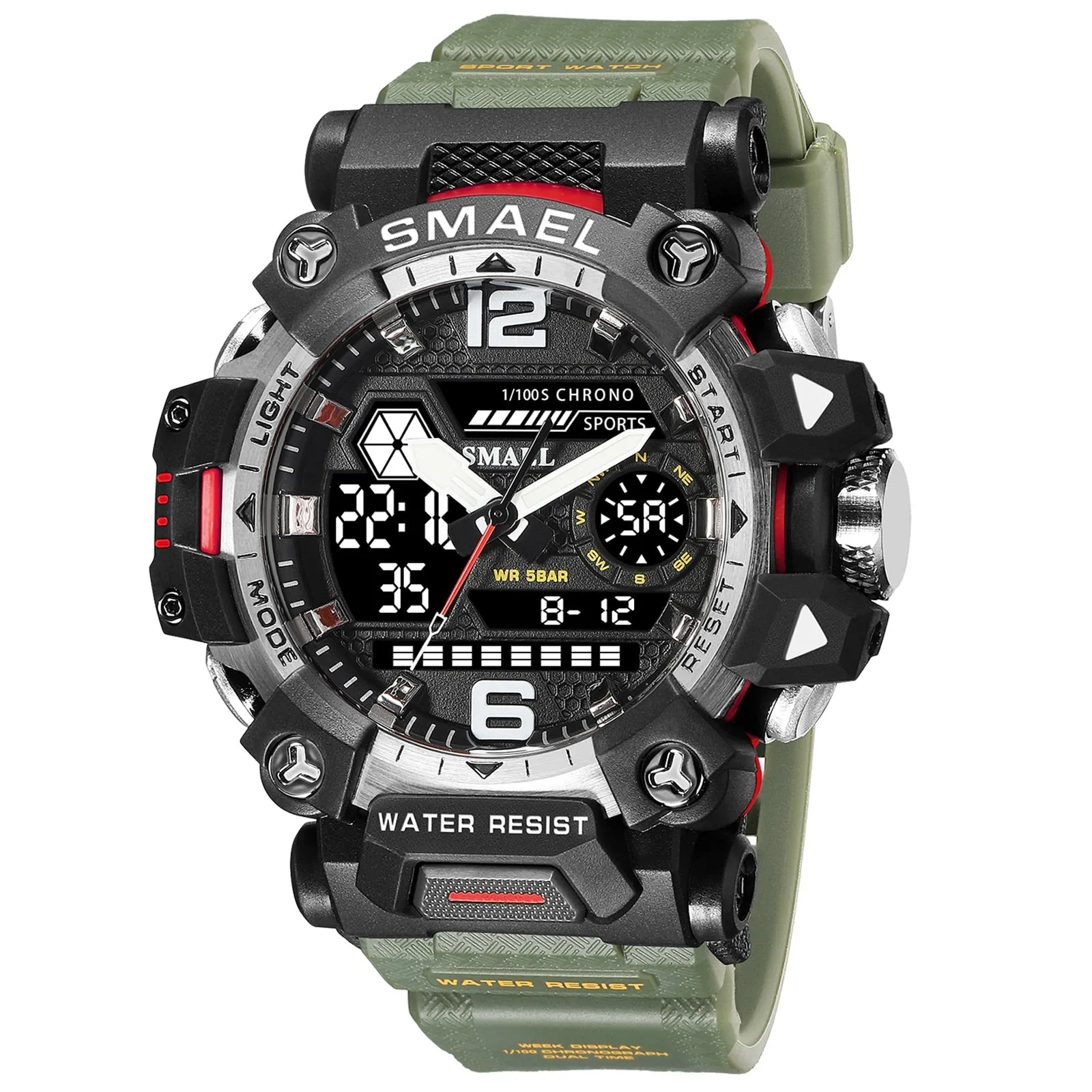SMAEL Dual Display Waterproof Sports Watch