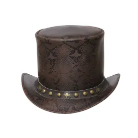 Snake Style Leather Top Hat