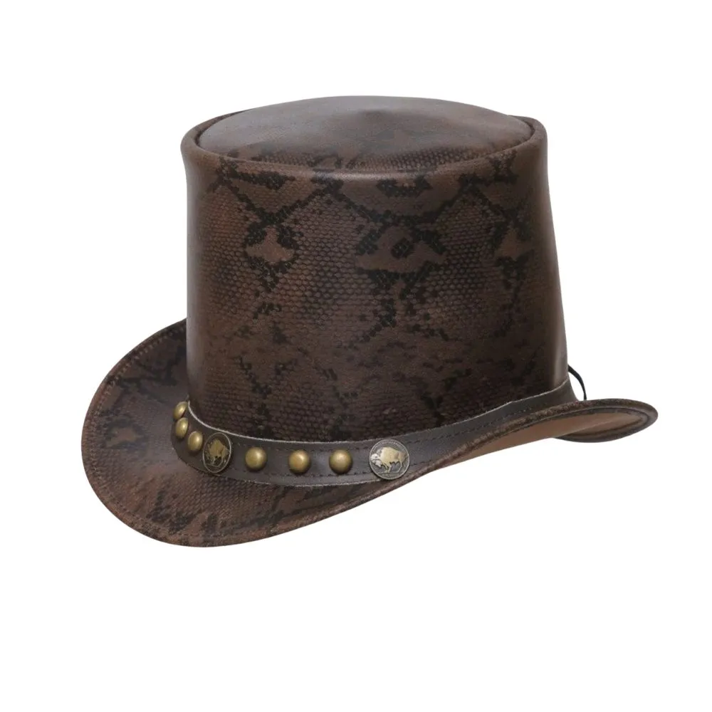Snake Style Leather Top Hat